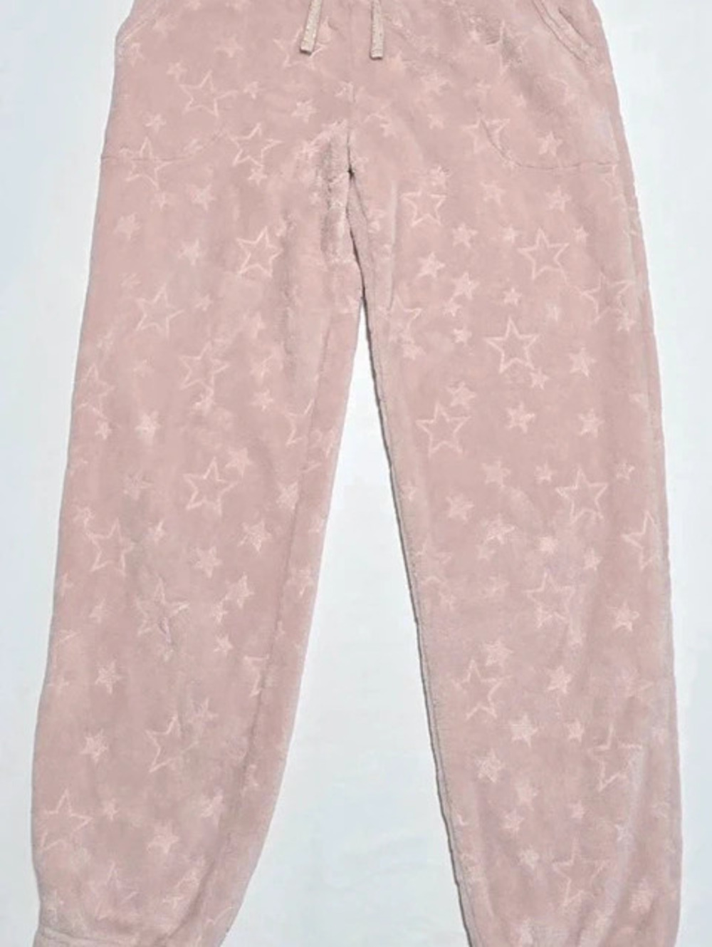 Women's Pink Star Pattern Fleece Pajama Joggers - S